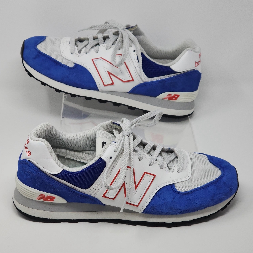 Men's New Balance 574 Red, White, and Blue Casual Retro Athletic Shoe - Picture 2 of 14